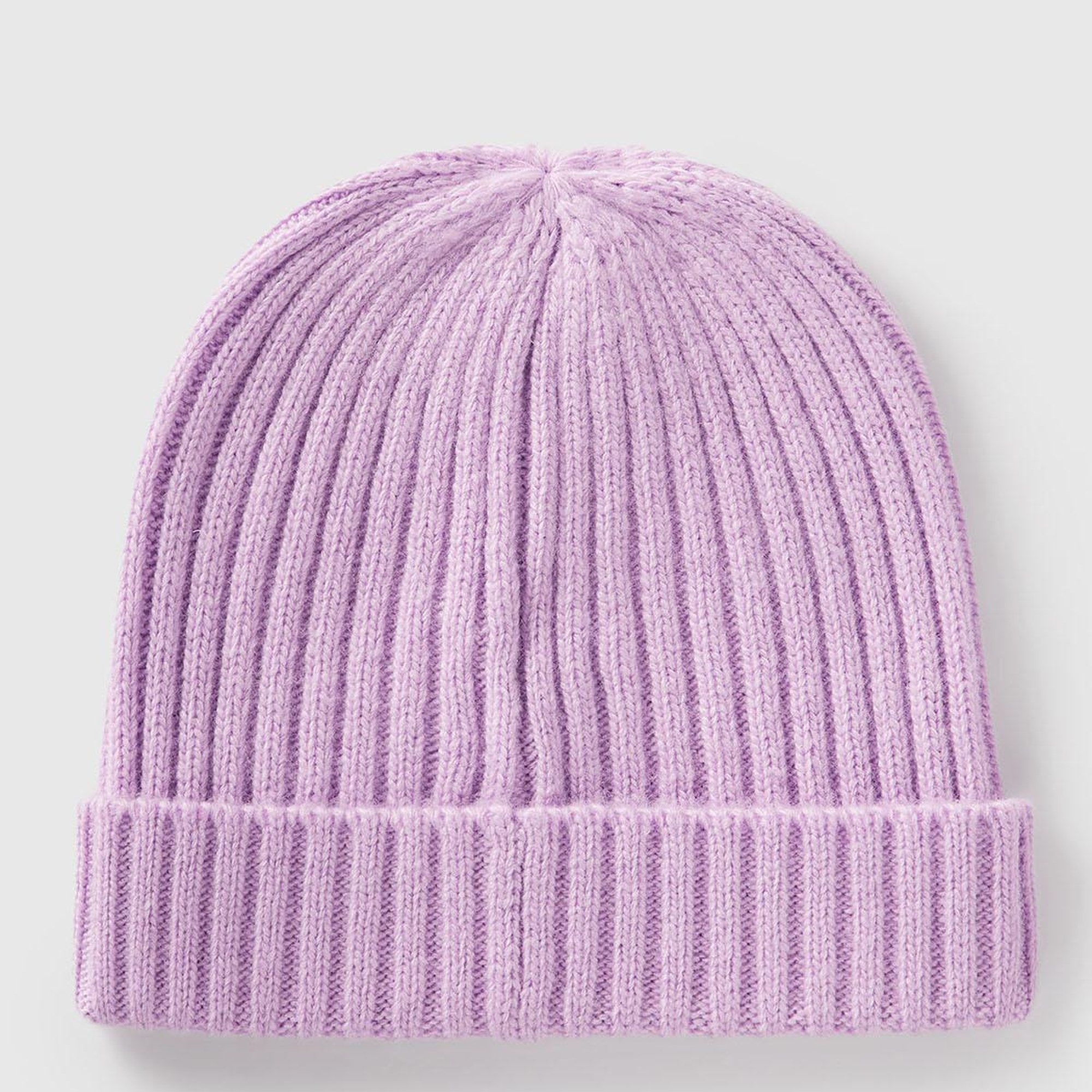 Erkek Çocuk Lila Yün ve Viskoz Karışımlı Logo Etiketli Nervürlü Bere