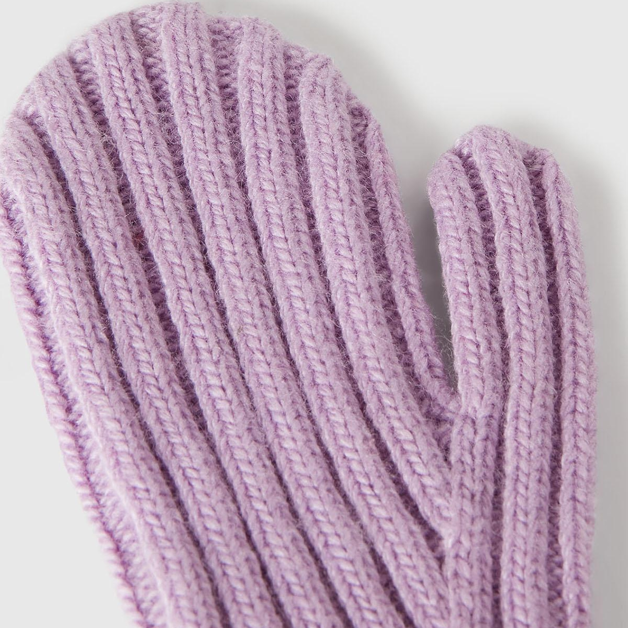 Erkek Çocuk Lila Yün ve Viskoz Karışımlı Logo Etiketli Nervürlü Eldiven