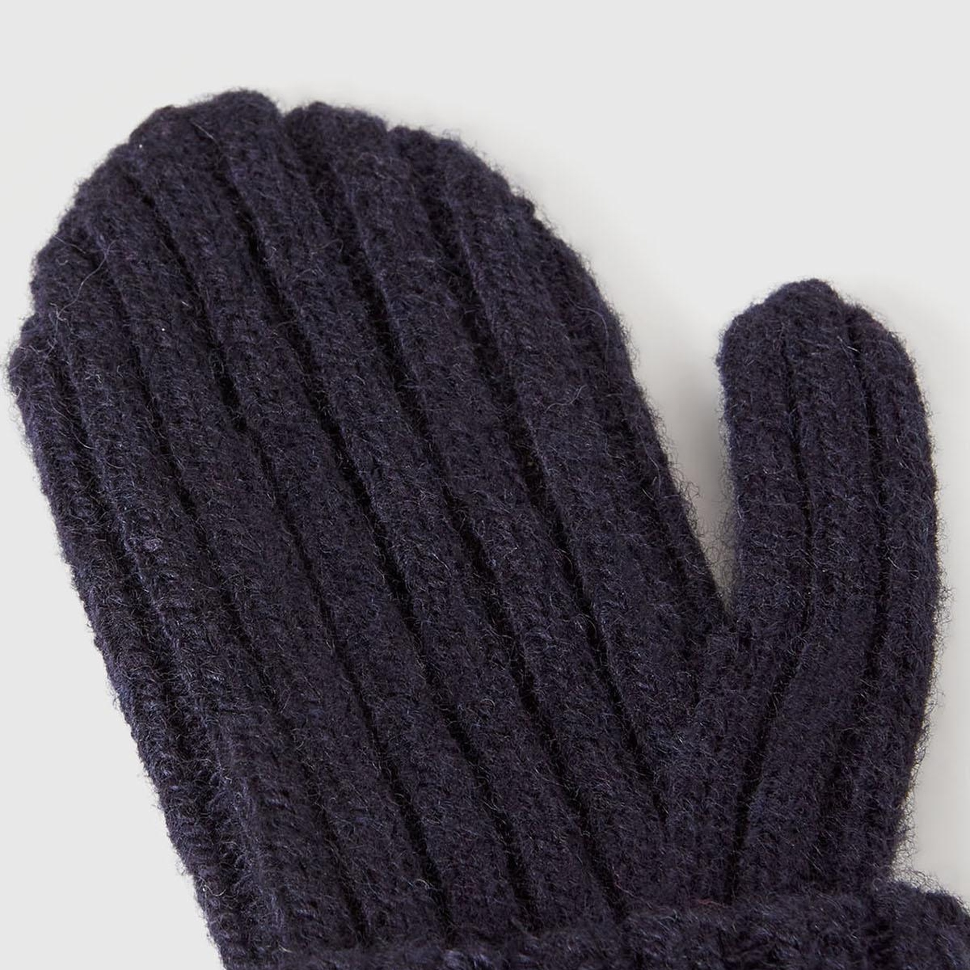 Erkek Çocuk Lacivert Yün ve Viskoz Karışımlı Logo Etiketli Nervürlü Eldiven