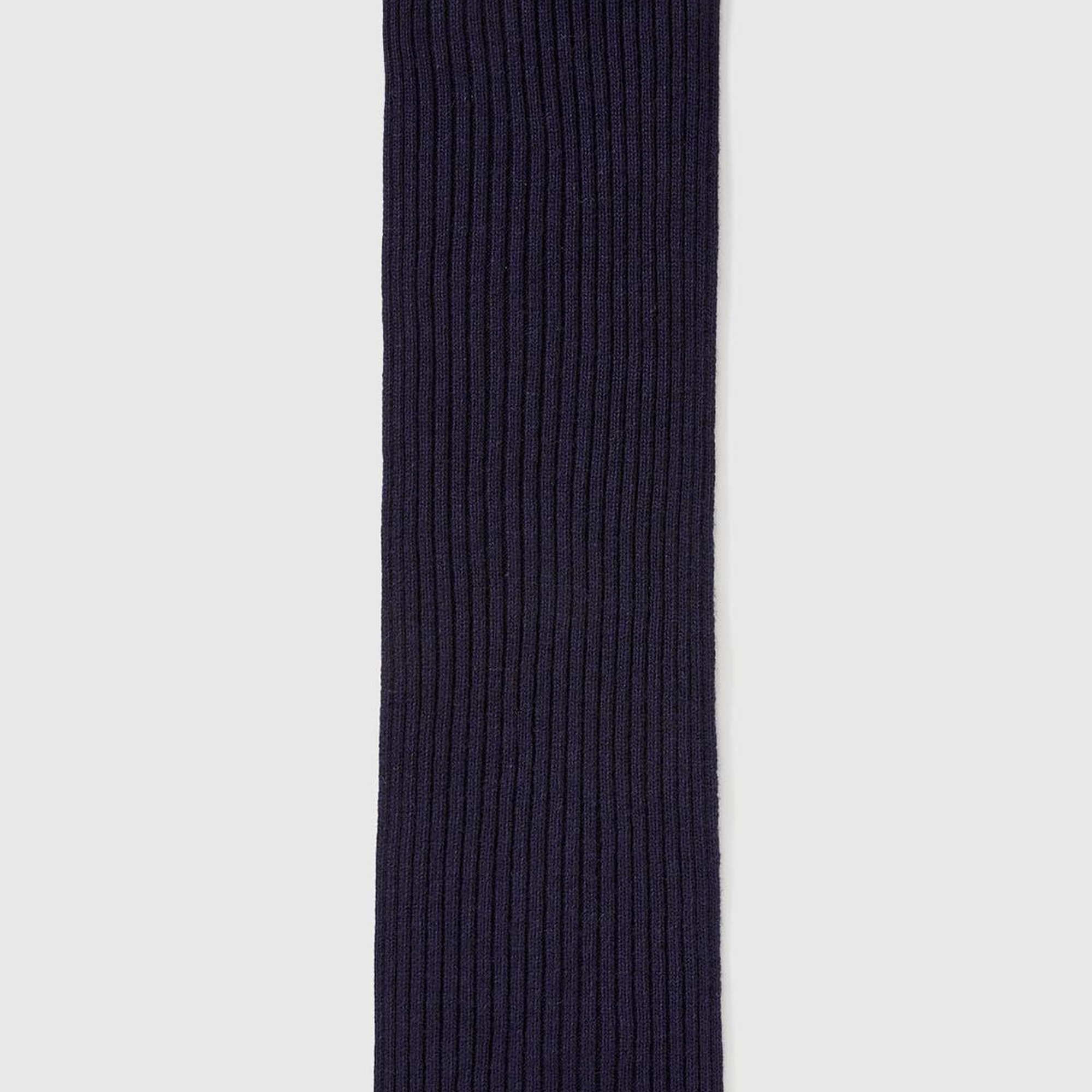 Erkek Çocuk Lacivert Yün ve Viskoz Karışımlı Logo Etiketli Ribana Örgü Atkı