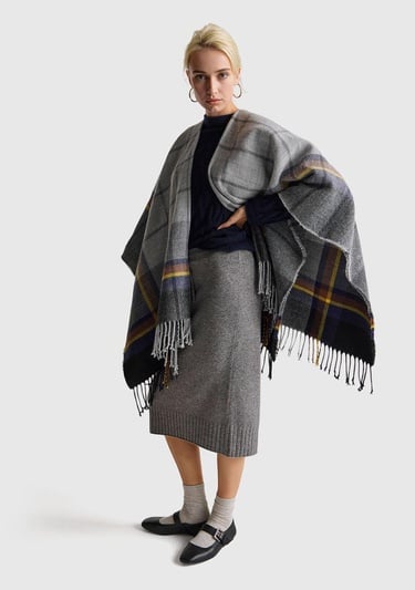  Kadın Antrasit Melanj Pamuk ve Yün Karışımlı Ribana Detaylı Bağcıklı Örme Etek