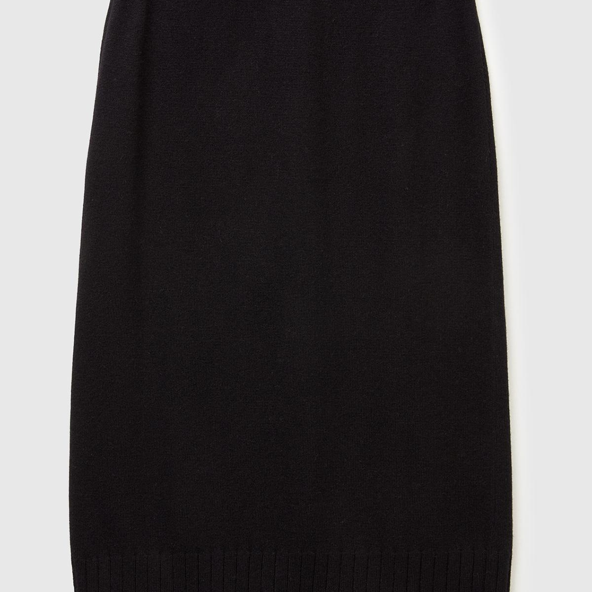 Kadın Sİyah Pamuk ve Yün Karışımlı Ribana Detaylı Bağcıklı Örme Etek