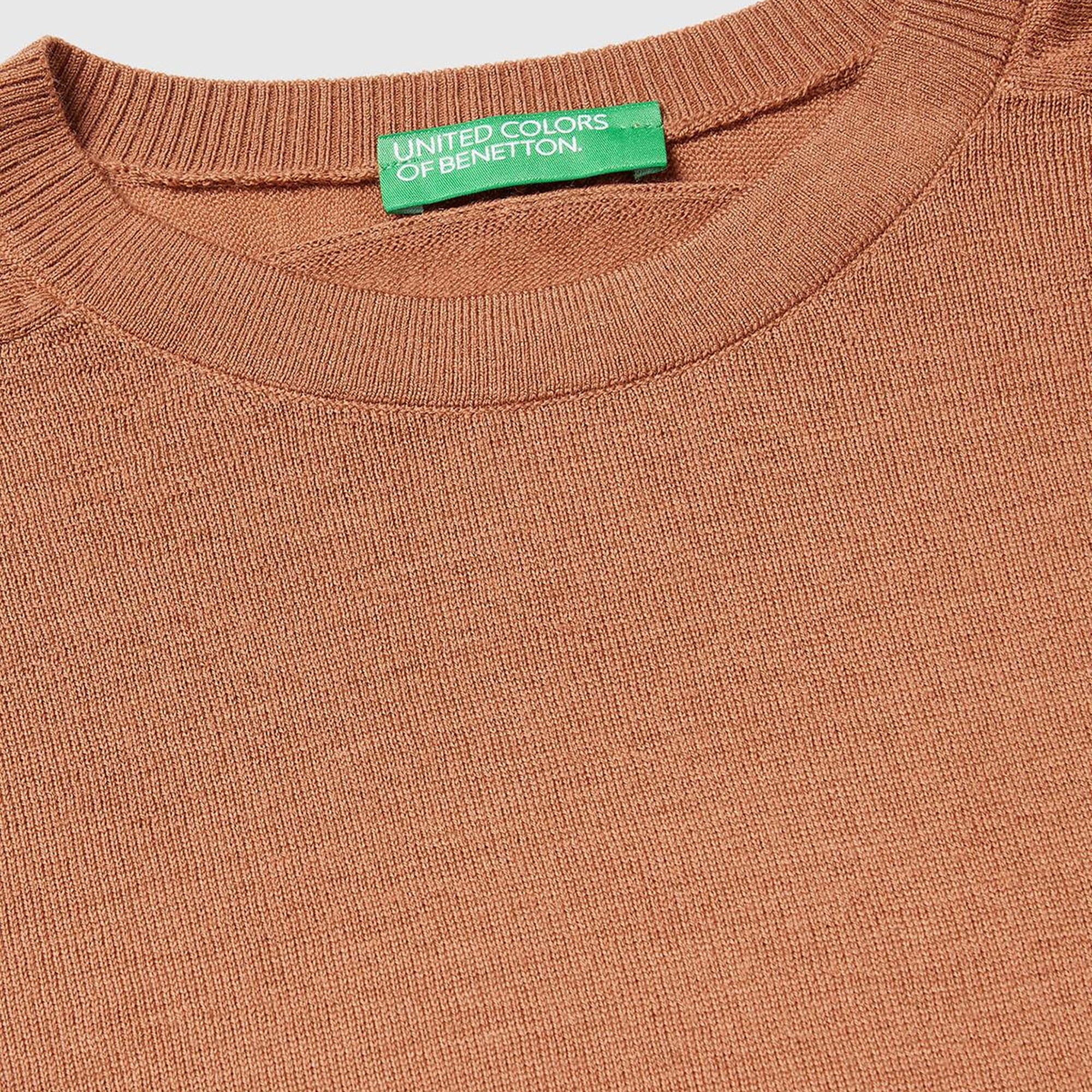 Kadın Taba  %100 Yün Bisiklet Yaka Kısa Kollu Kazak