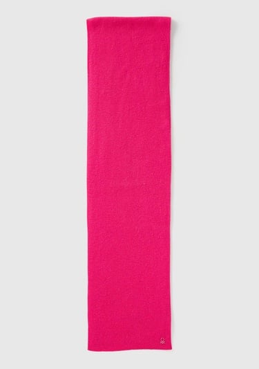  Erkek Çocuk Pembe Yün ve Viskoz Karışımlı Logo Nakışlı Atkı