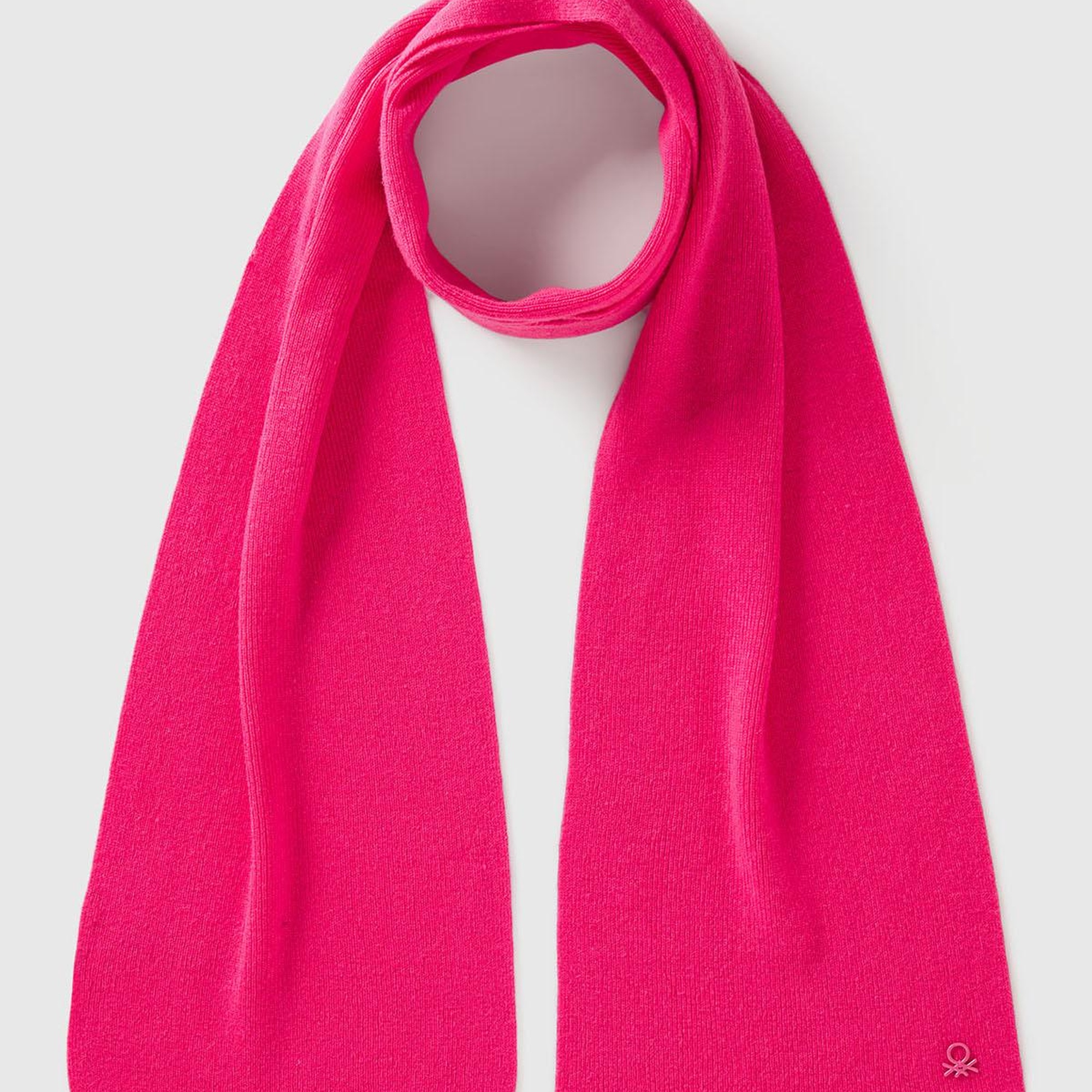 Erkek Çocuk Pembe Yün ve Viskoz Karışımlı Logo Nakışlı Atkı