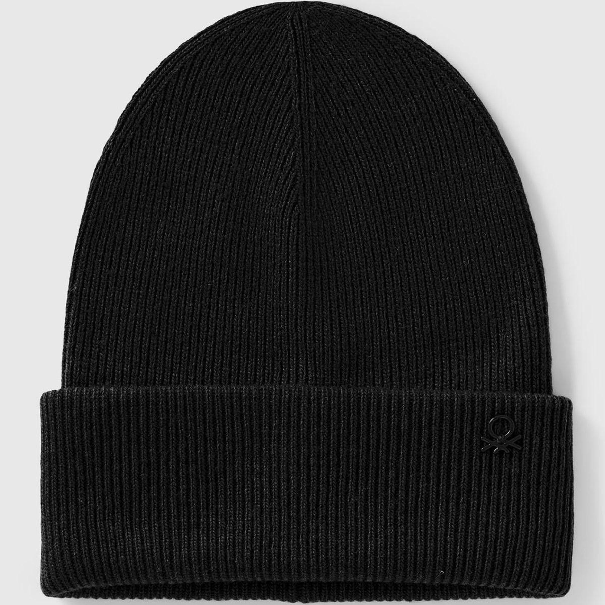 Erkek Çocuk Siyah Yün ve Viskoz Karışımlı Logo Nakışlı Bere