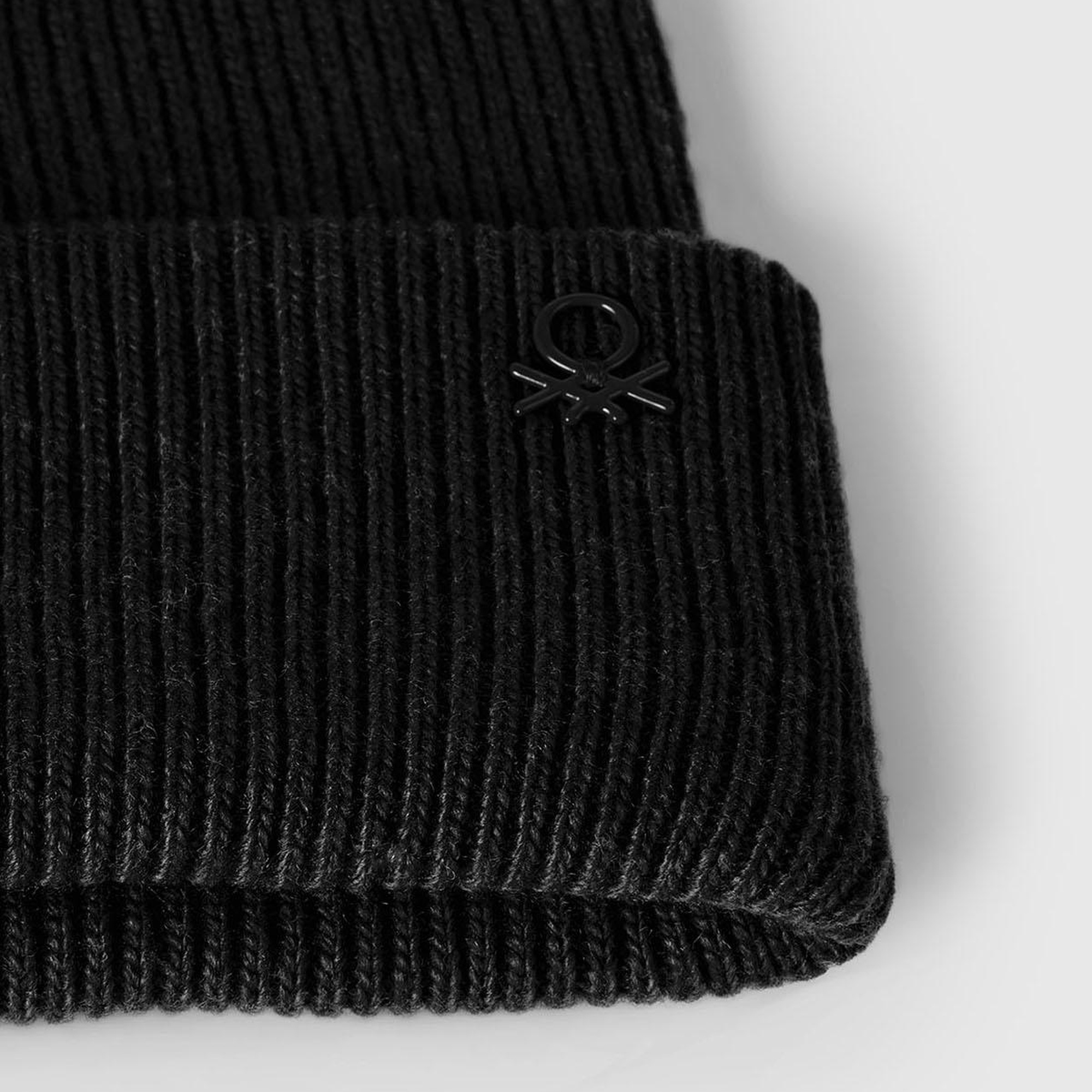 Erkek Çocuk Siyah Yün ve Viskoz Karışımlı Logo Nakışlı Bere