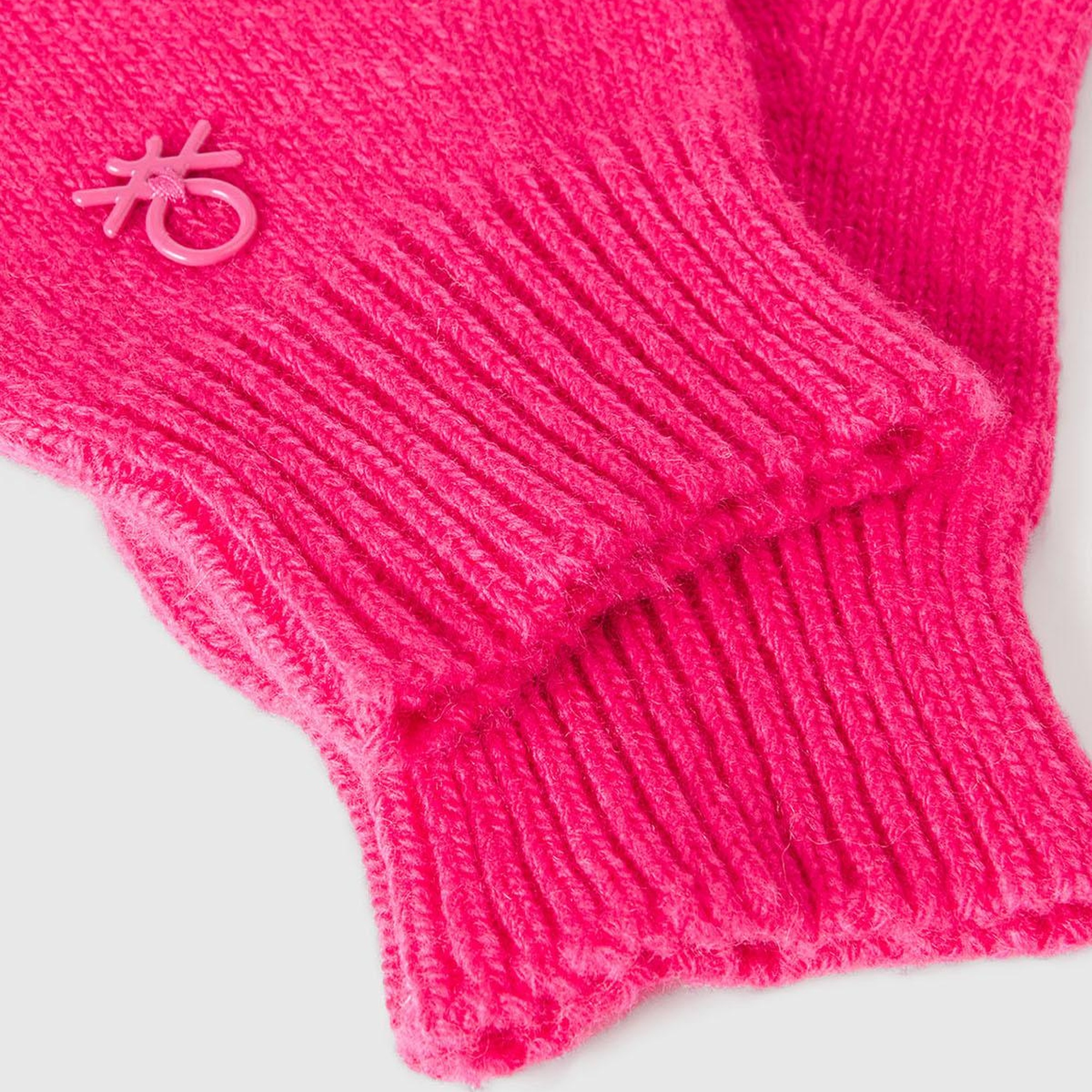 Erkek Çocuk Pembe Yün ve Viskoz Karışımlı Logo Nakışlı Eldiven