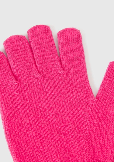  Erkek Çocuk Pembe Yün ve Viskoz Karışımlı Logo Nakışlı Eldiven