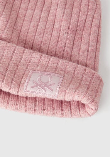  Erkek Çocuk Pembe 3D İşlemeli Astarlı Nervürlü Bere