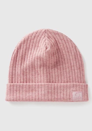  Erkek Çocuk Pembe 3D İşlemeli Astarlı Nervürlü Bere