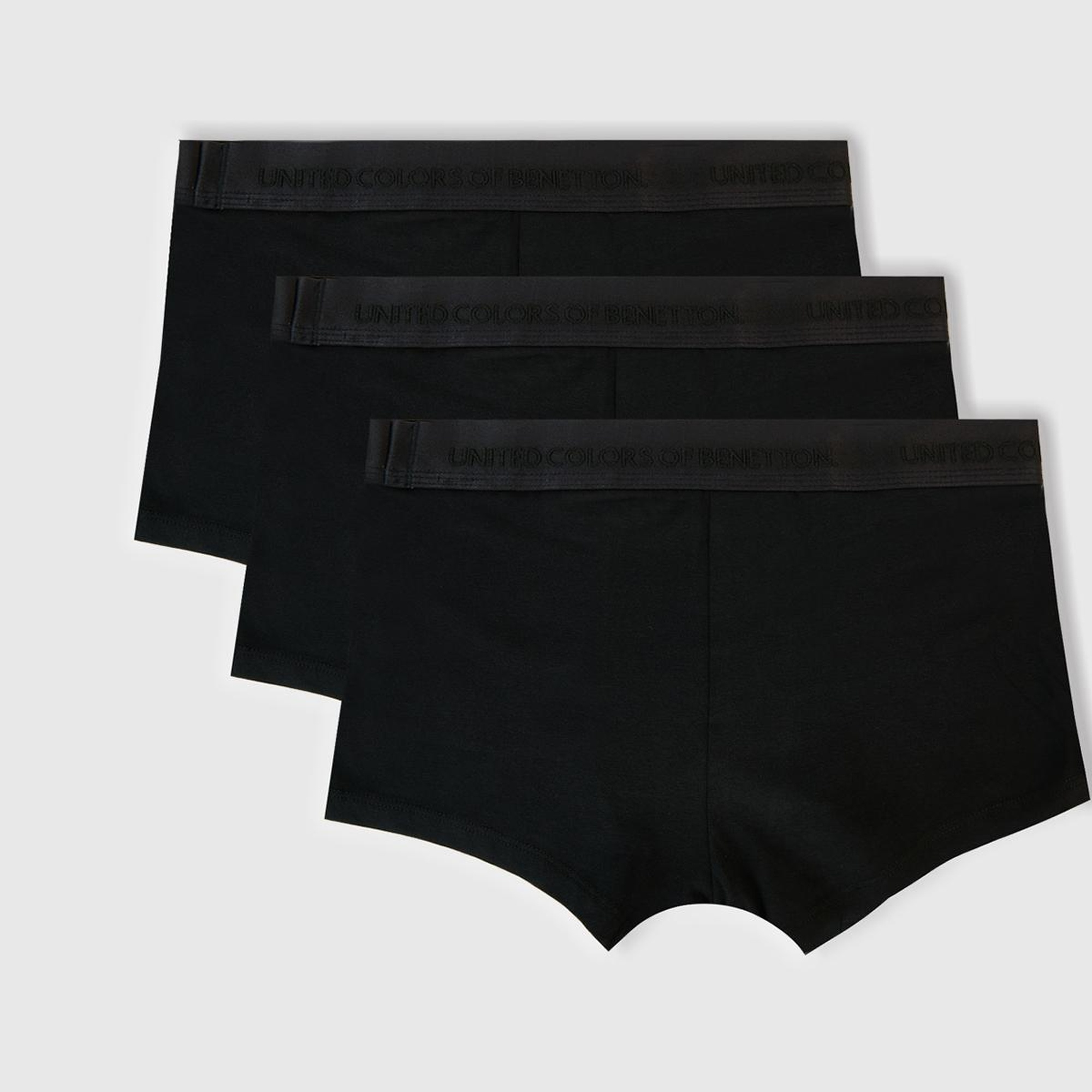 Erkek Siyah Pamuk Karışımlı Logo Bantlı 3'lü Boxer Seti