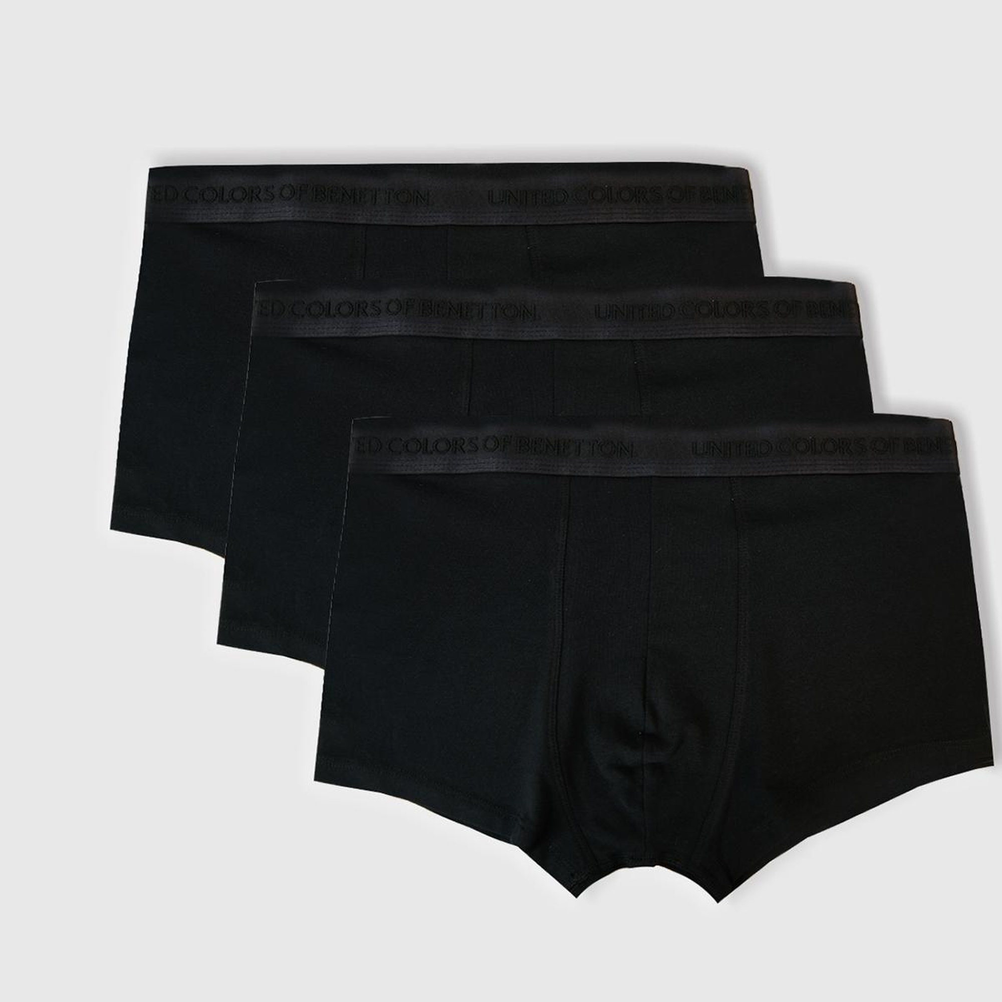 Erkek Siyah Pamuk Karışımlı Logo Bantlı 3'lü Boxer Seti