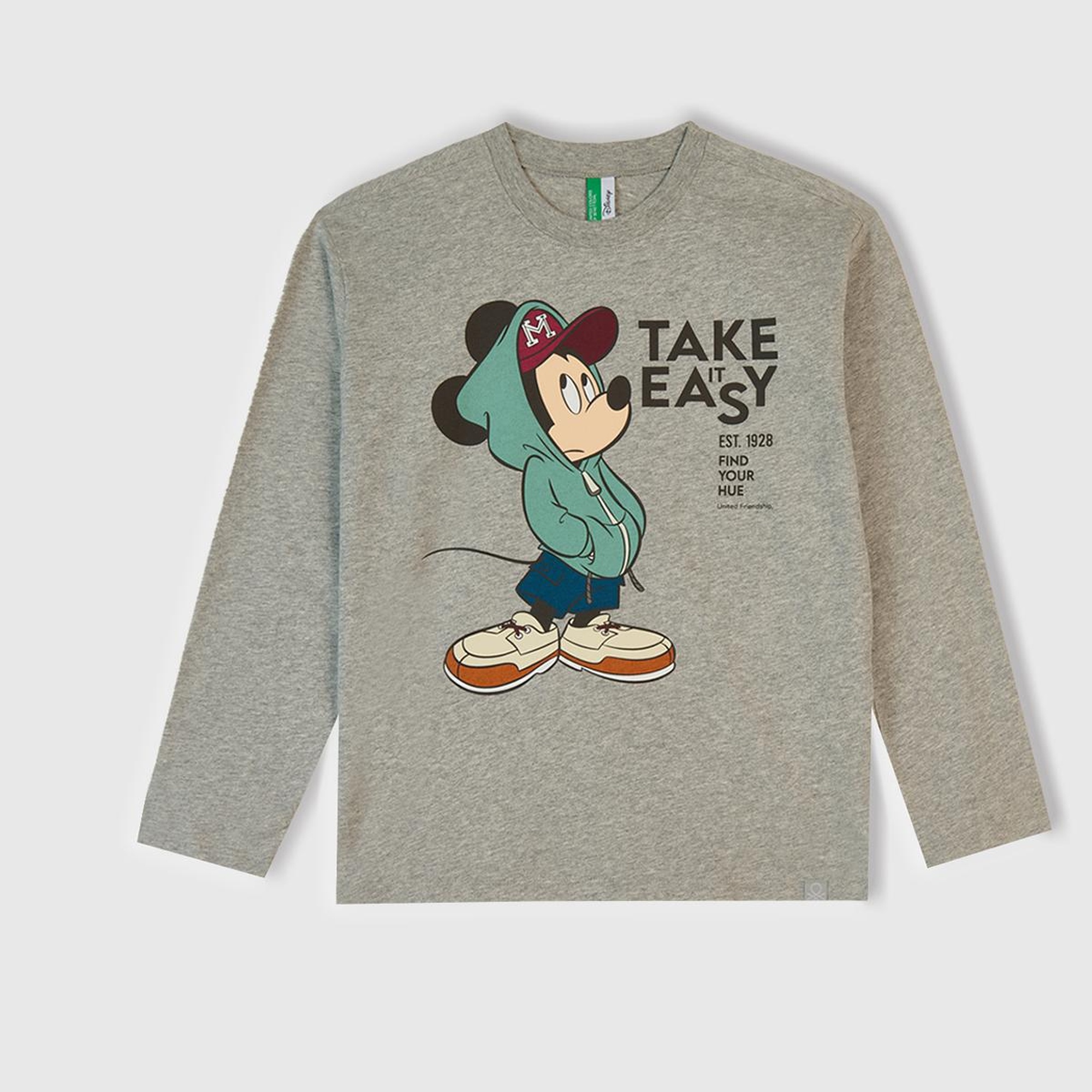 Erkek Çocuk Gri Melanj Üstü Disney Baskılı Altı Paçası Lastikli Pijama Takımı