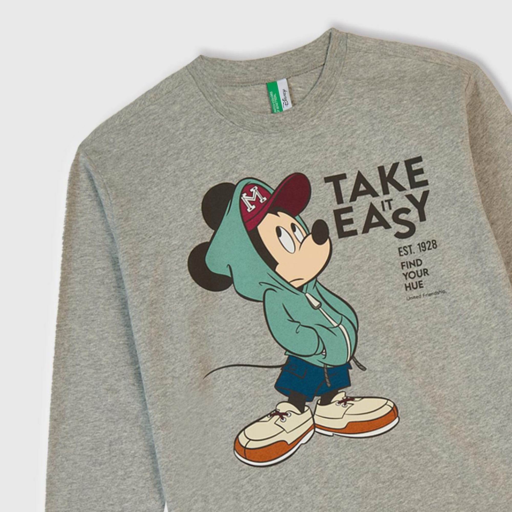 Erkek Çocuk Gri Melanj Üstü Disney Baskılı Altı Paçası Lastikli Pijama Takımı