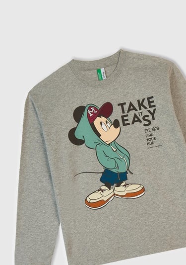  Erkek Çocuk Gri Melanj Üstü Disney Baskılı Altı Paçası Lastikli Pijama Takımı