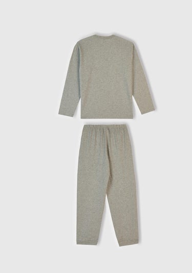  Erkek Çocuk Gri Melanj Üstü Disney Baskılı Altı Paçası Lastikli Pijama Takımı