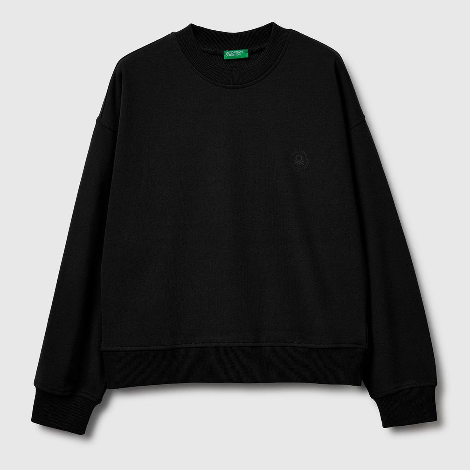 Kadın Siyah Pamuk Karışımlı Logo Baskılı Sweatshirt