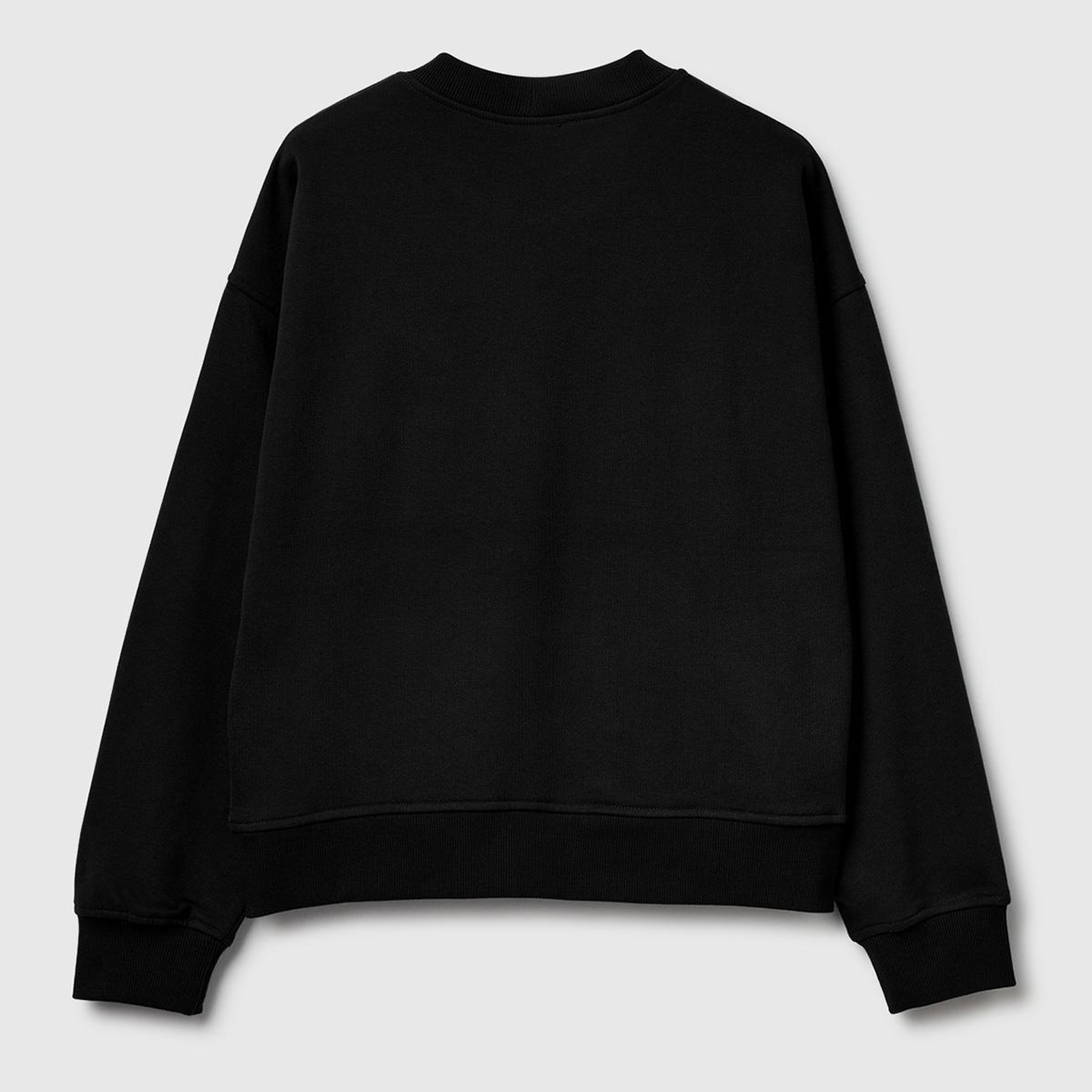 Kadın Siyah Pamuk Karışımlı Logo Baskılı Sweatshirt