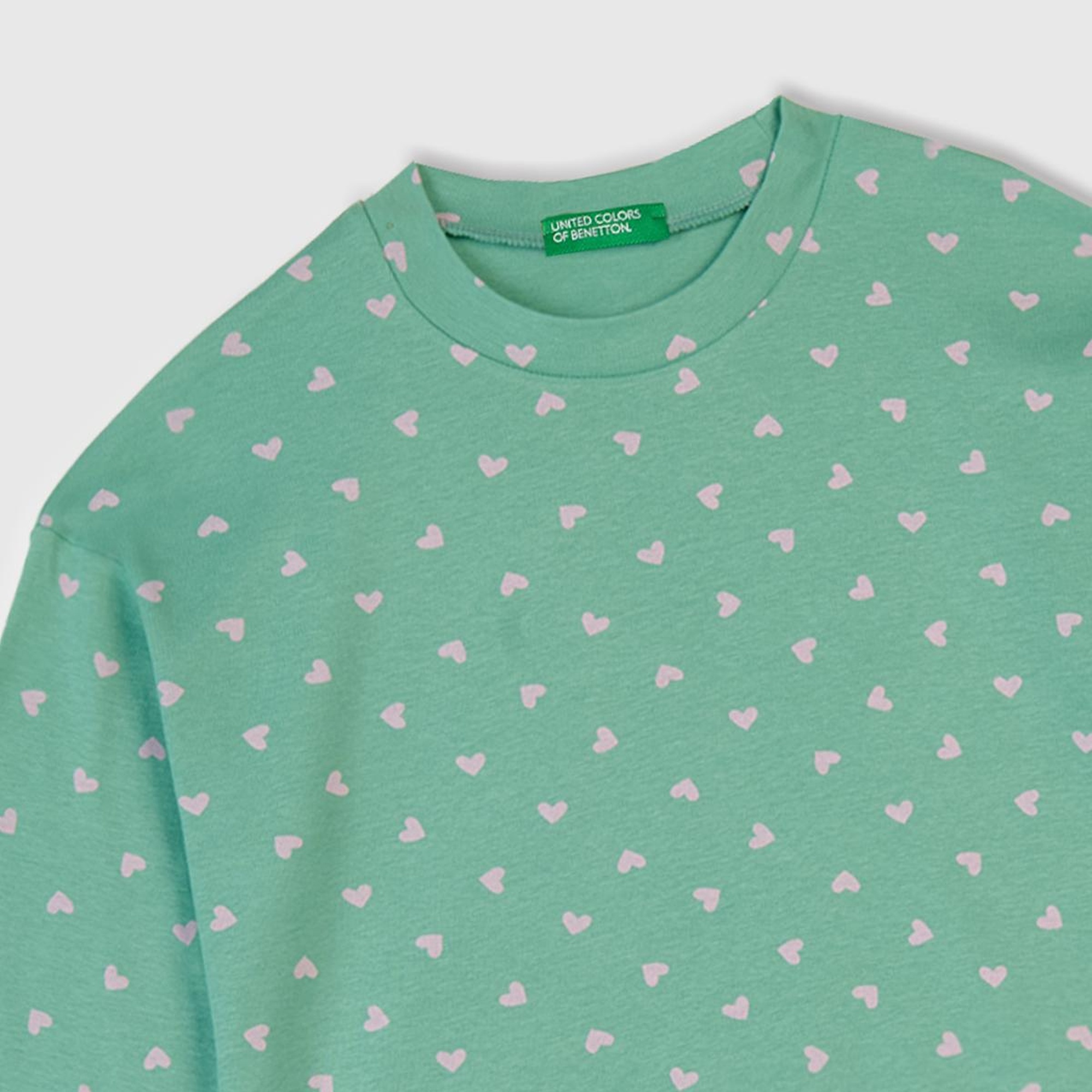 Kız Çocuk Turkuaz Desenli Fırfır Detaylı Pijama Takımı