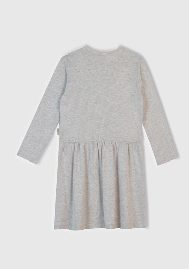  Kız Çocuk Beyaz Önü Baskılı Pileli Bisiklet Yaka Gecelik