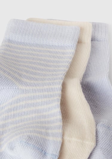  Bebek Mavi Mix Desenli 3'lü Soket Çorap Seti