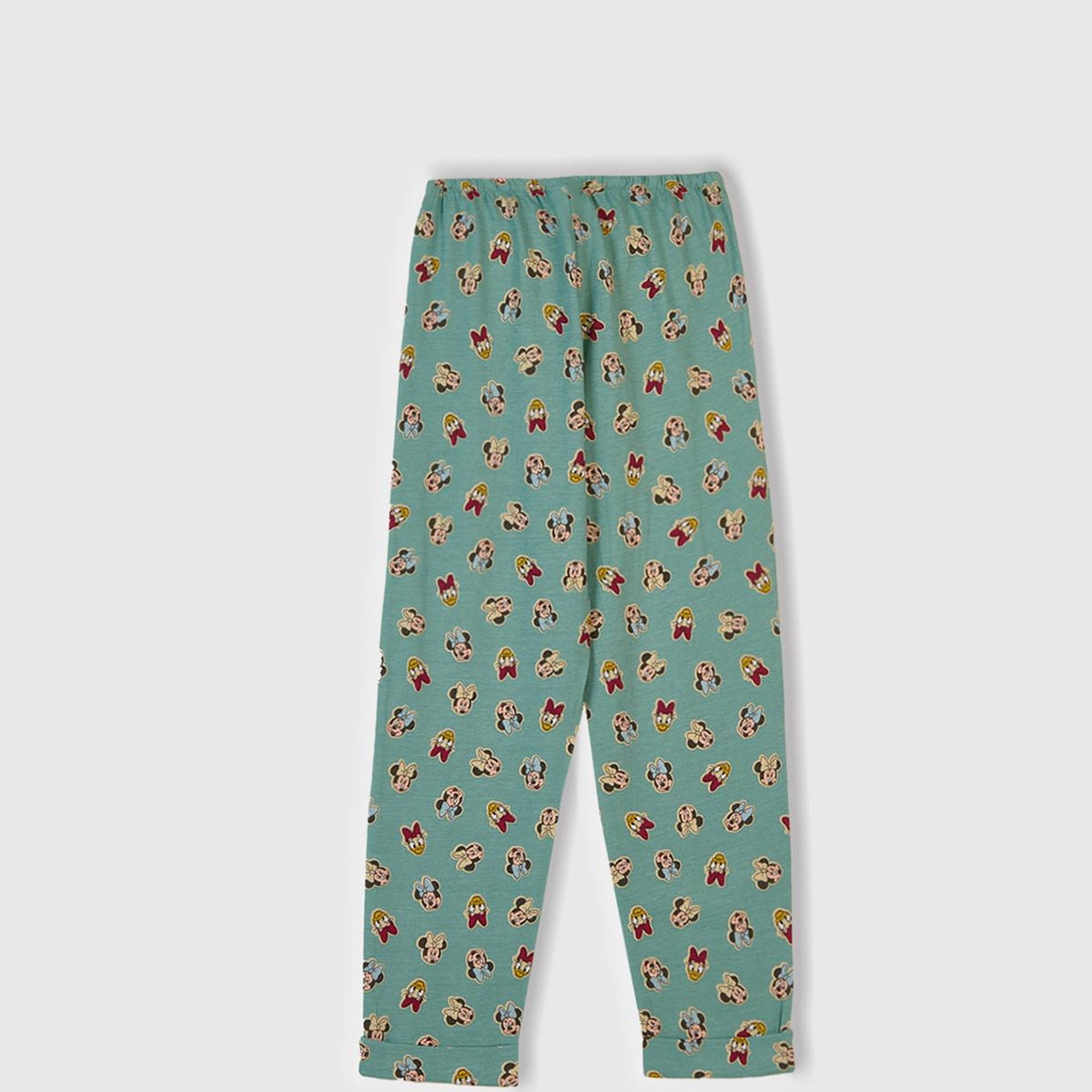 Kız Çocuk Krem Üstü Disney Baskılı Altı Desenli Paçası Kıvrık Pijama Takımı