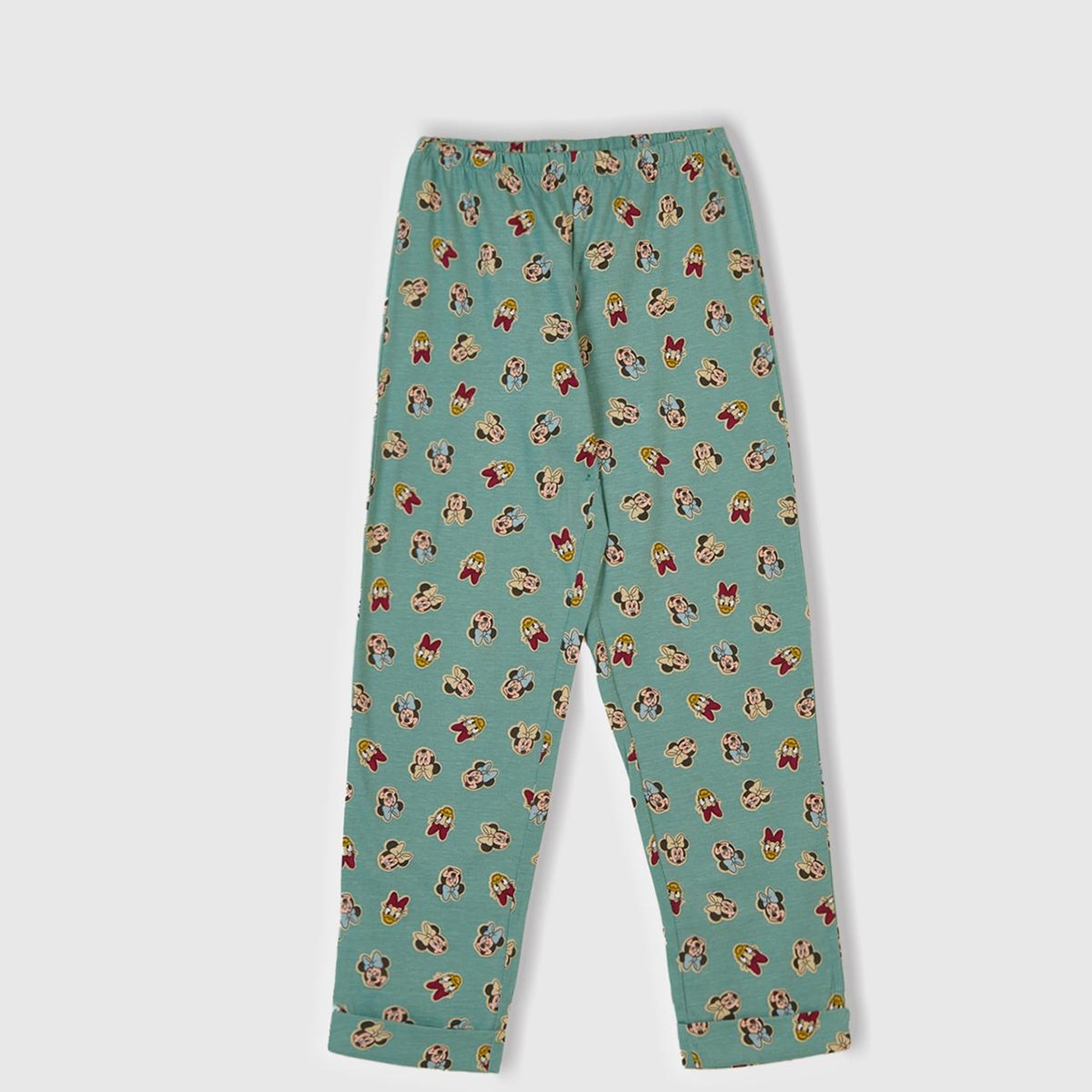 Kız Çocuk Krem Üstü Disney Baskılı Altı Desenli Paçası Kıvrık Pijama Takımı