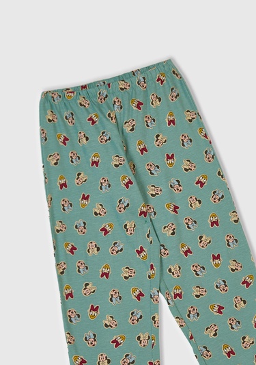 Kız Çocuk Krem Üstü Disney Baskılı Altı Desenli Paçası Kıvrık Pijama Takımı