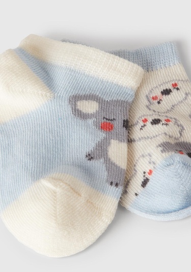  Bebek Mavi Mix Desenli 3'lü Çorap Seti