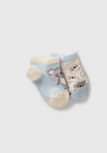  Bebek Mavi Mix Desenli 3'lü Çorap Seti
