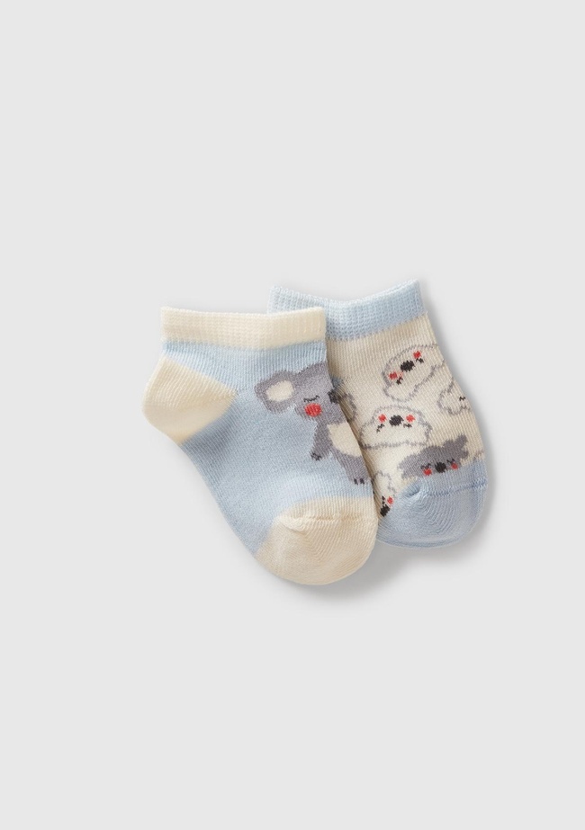  Bebek Mavi Mix Desenli 3'lü Çorap Seti