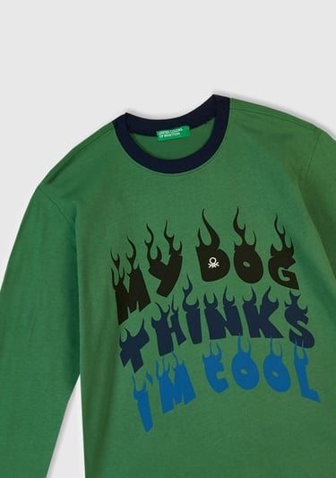  Erkek Çocuk Yeşil Üstü Baskılı Altı Cepli Pijama Takımı