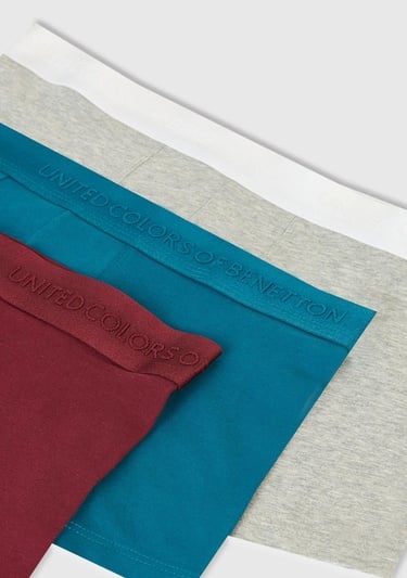  Erkek Bordo Pamuk Karışımlı Logo Bantlı 3'lü Boxer Seti