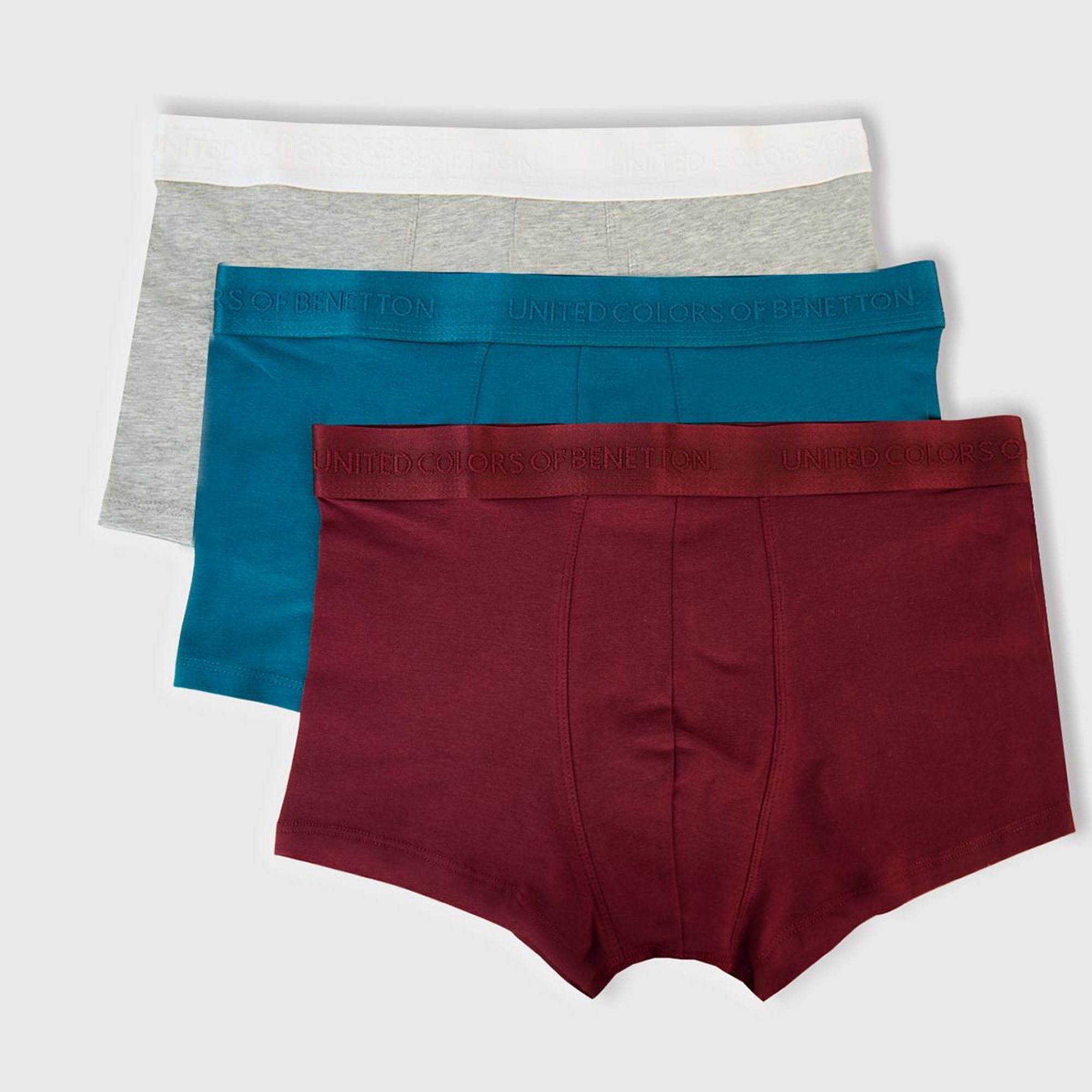 Erkek Bordo Pamuk Karışımlı Logo Bantlı 3'lü Boxer Seti