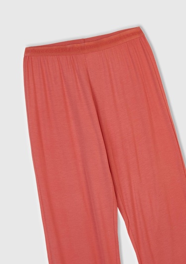  Kadın Mercan Modal Karışımlı Beli Logolu Pijama Altı