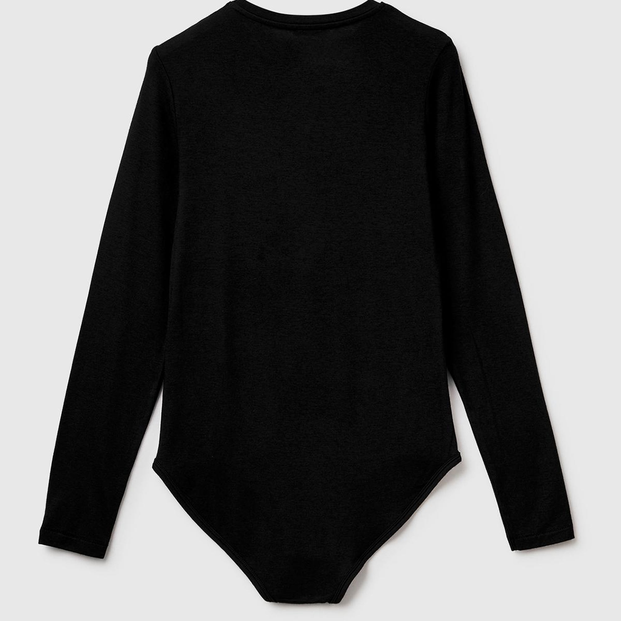 Kadın Siyah Modal ve Kaşmir Karışımlı Uzun Kollu Body