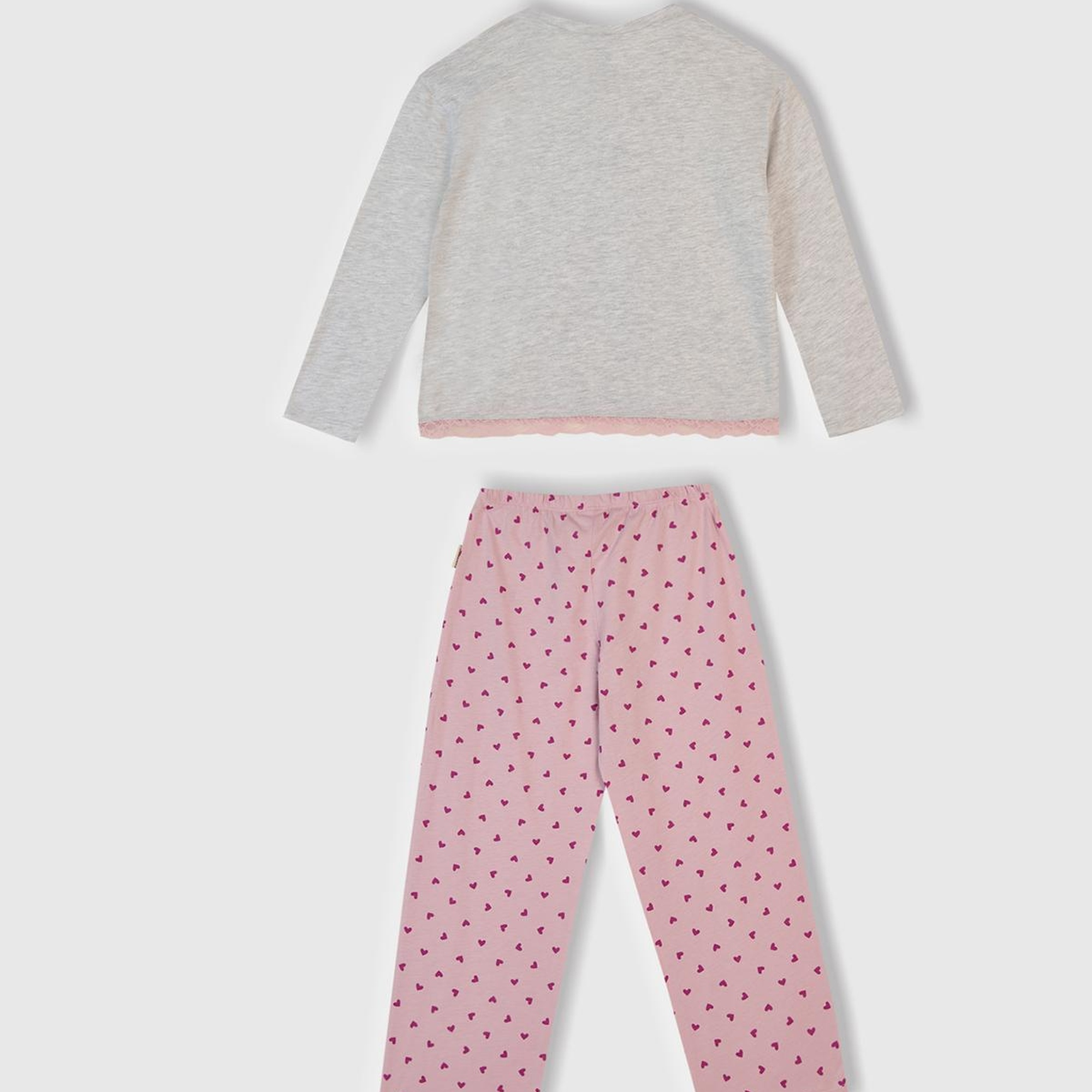 Kız Çocuk Beyaz Mix Üstü Baskılı Altı Desenli Pijama Takımı