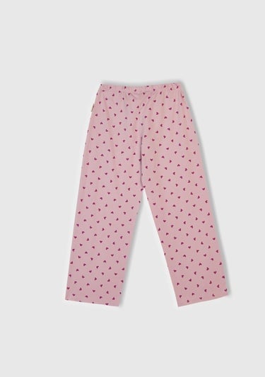  Kız Çocuk Beyaz Mix Üstü Baskılı Altı Desenli Pijama Takımı