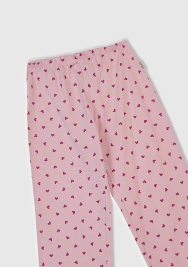  Kız Çocuk Beyaz Mix Üstü Baskılı Altı Desenli Pijama Takımı