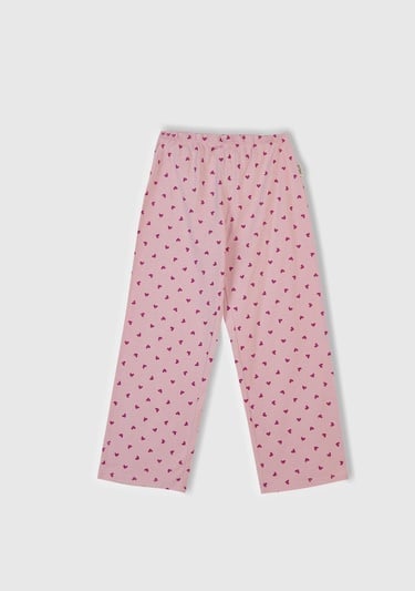  Kız Çocuk Beyaz Mix Üstü Baskılı Altı Desenli Pijama Takımı