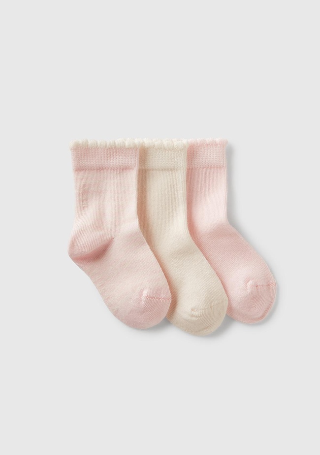  Bebek Pembe Desenli 3'lü Soket Çorap Seti
