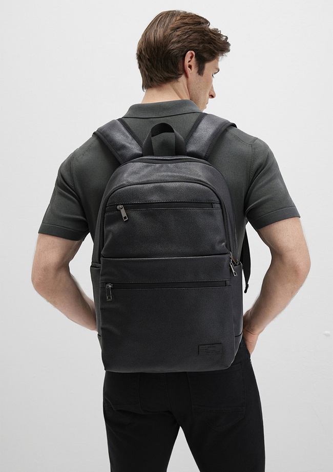  Mavi Suni Deri Siyah Sırt Çantası 0911952-900