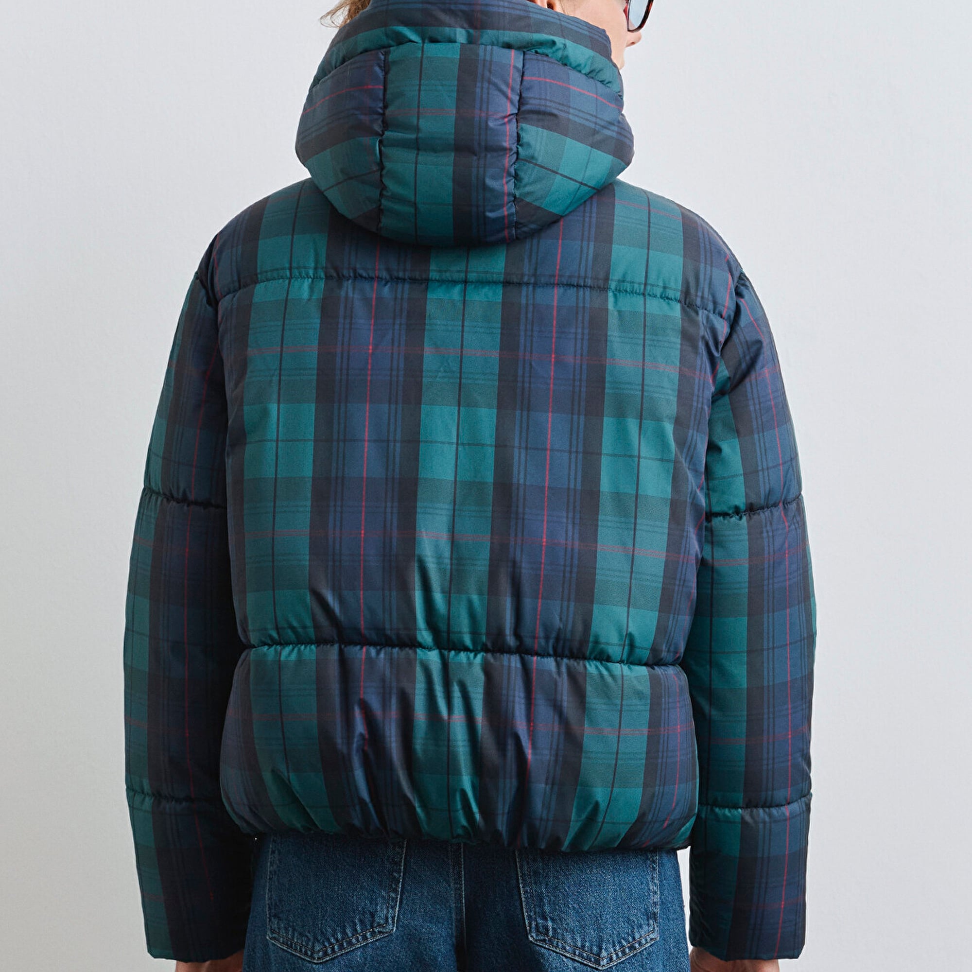 Mavi Kareli Şişme Mont 1110706-90380