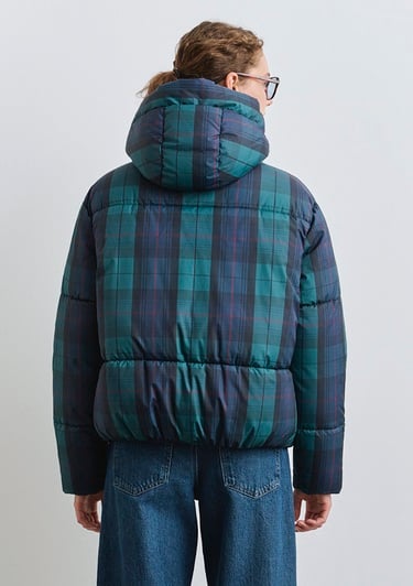  Mavi Kareli Şişme Mont 1110706-90380