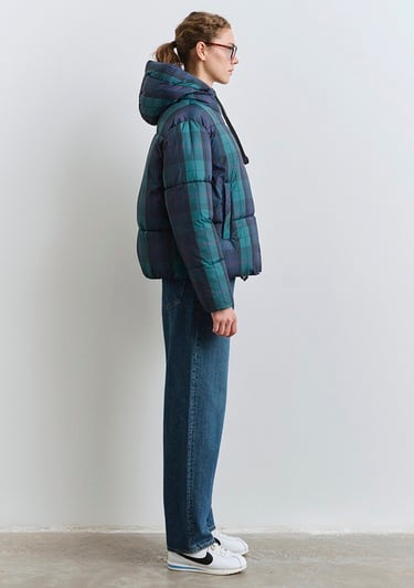  Mavi Kareli Şişme Mont 1110706-90380