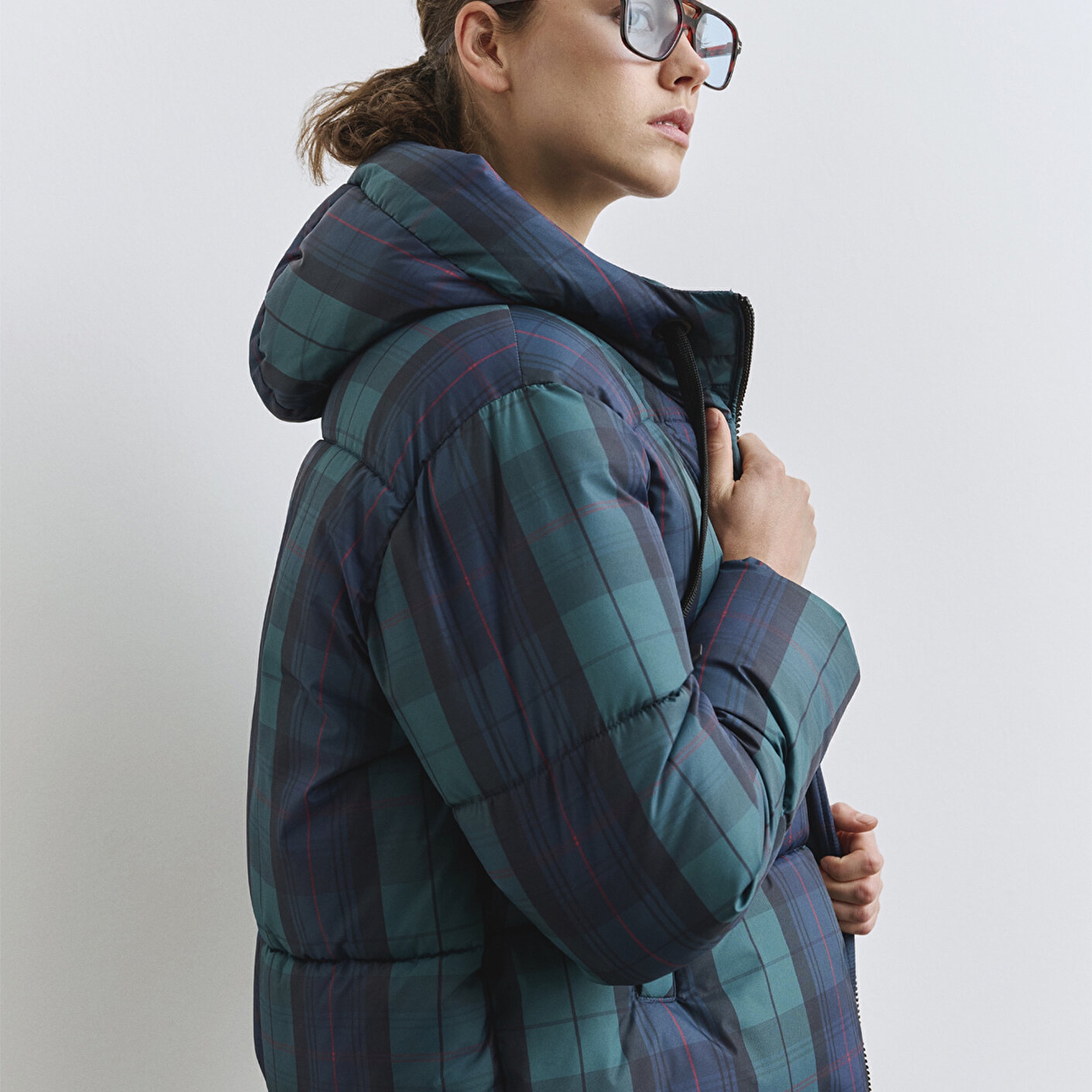 Mavi Kareli Şişme Mont 1110706-90380