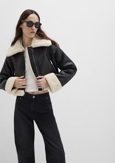  Mavi Siyah Suni Deri Ceket Regular Fit / Normal Kesim 1110462-900