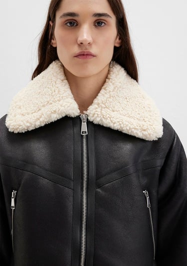  Mavi Siyah Suni Deri Ceket Regular Fit / Normal Kesim 1110462-900