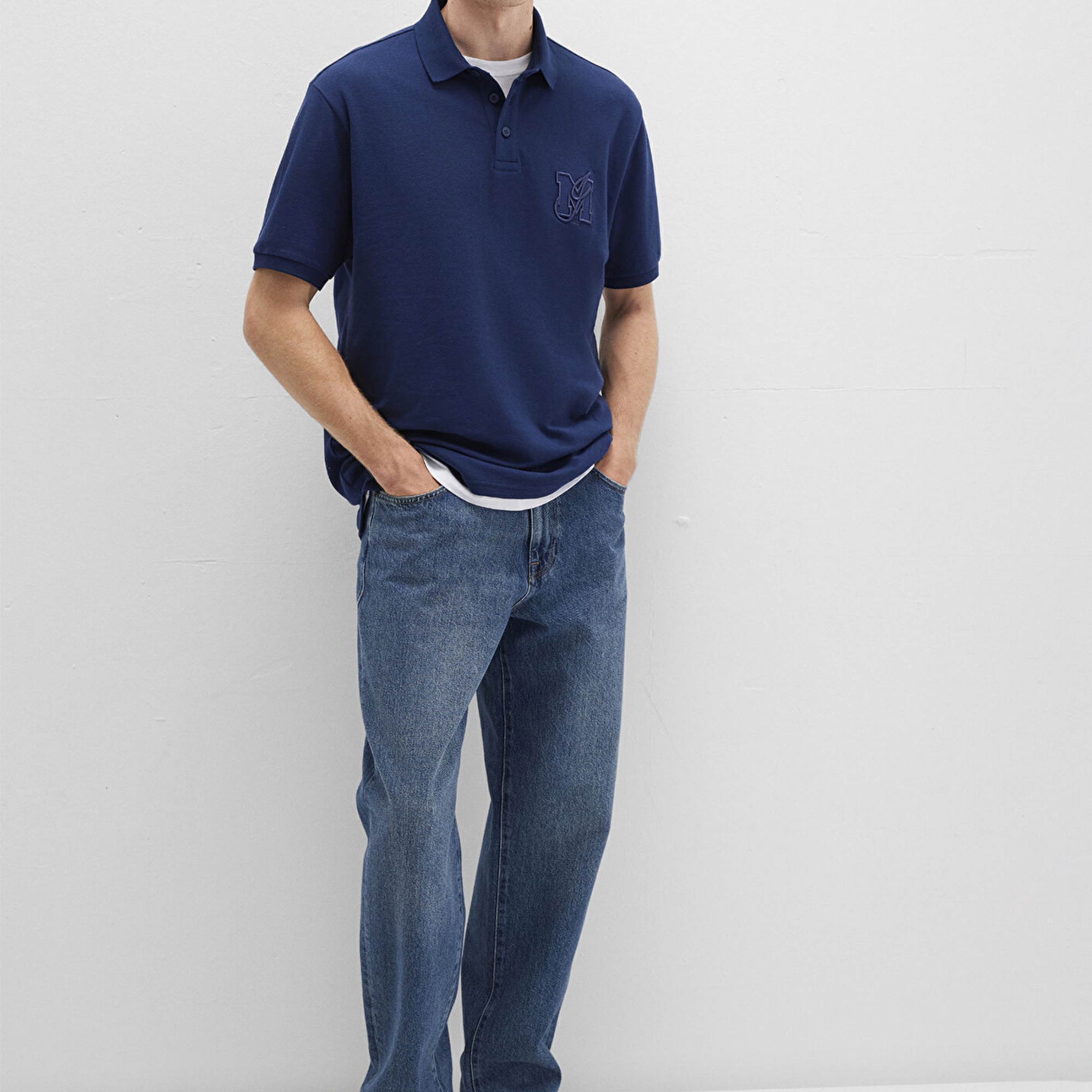 Mavi Lacivert Polo Tişört Loose Fit / Bol Rahat Kesim 0613009-89353